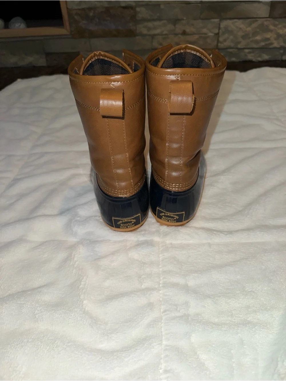 Sporto Brown Leather-Look and Black Waterproof Lace-Up Winter Boots
